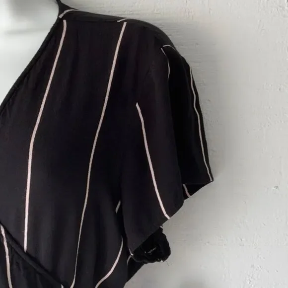 LOFT Wrap Dress with White Stripes and belt - Picture 4 of 15